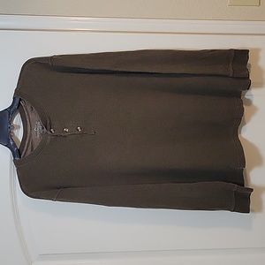 Mountain Lake waffle knit Henley, size large, olive green